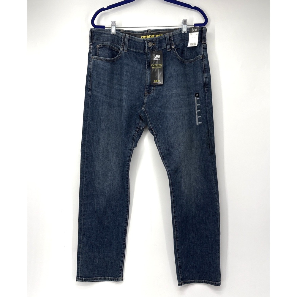 Lee Extreme Motion MVP Jeans Mens 38x30 Blue Slim Fit Straight Leg Cortez